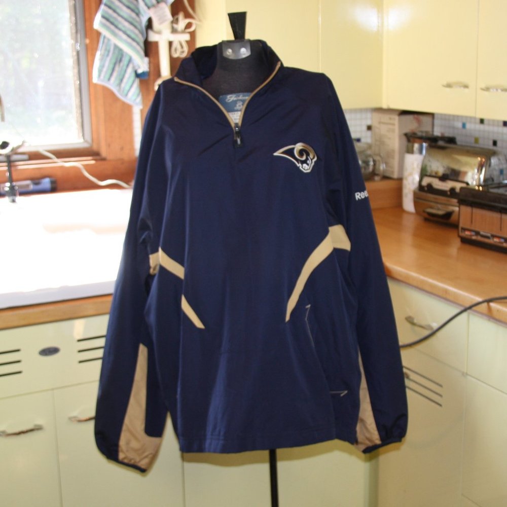 LA Rams Onfield Pull Over Lightweight Jacket NFL Reebok Coat